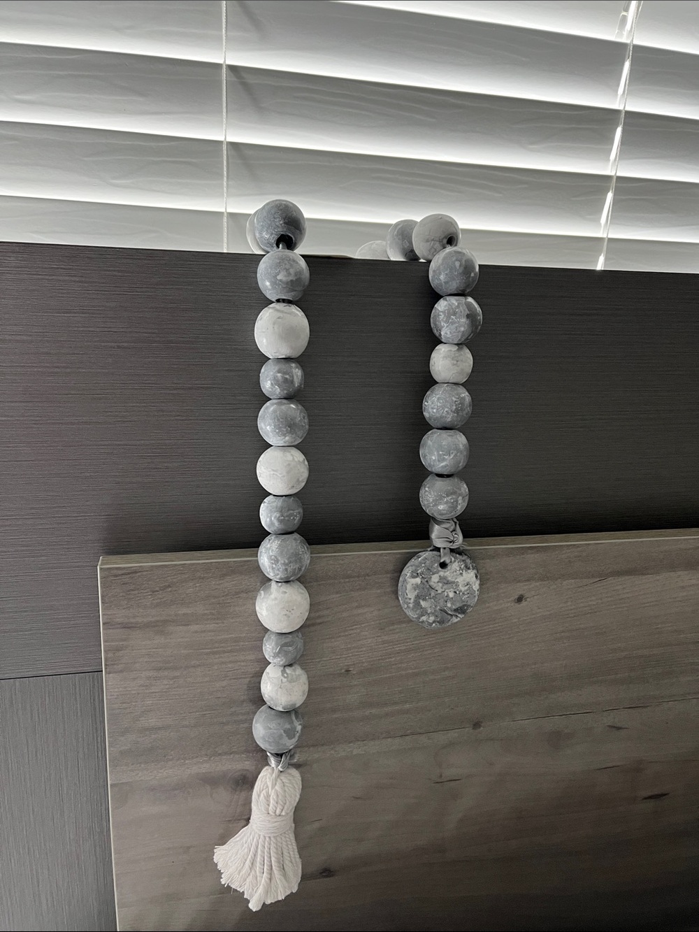 Decorative Gray and White Beaded Tassel Garland - Home Wall Decor